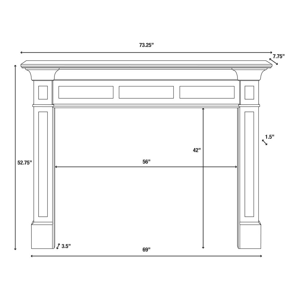 The Jim 56" Fireplace Mantel MDF White Paint. Picture 11