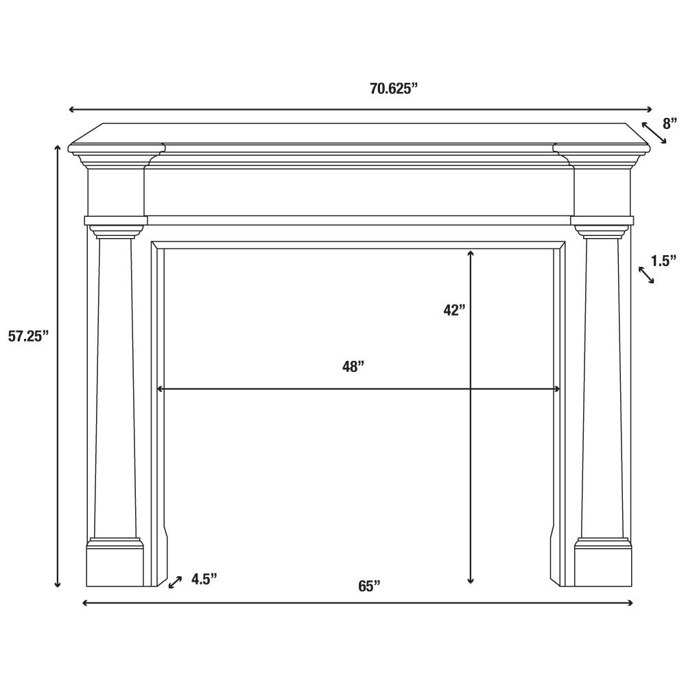 The Richmond 48" Fireplace Mantel MDF White Paint. Picture 9