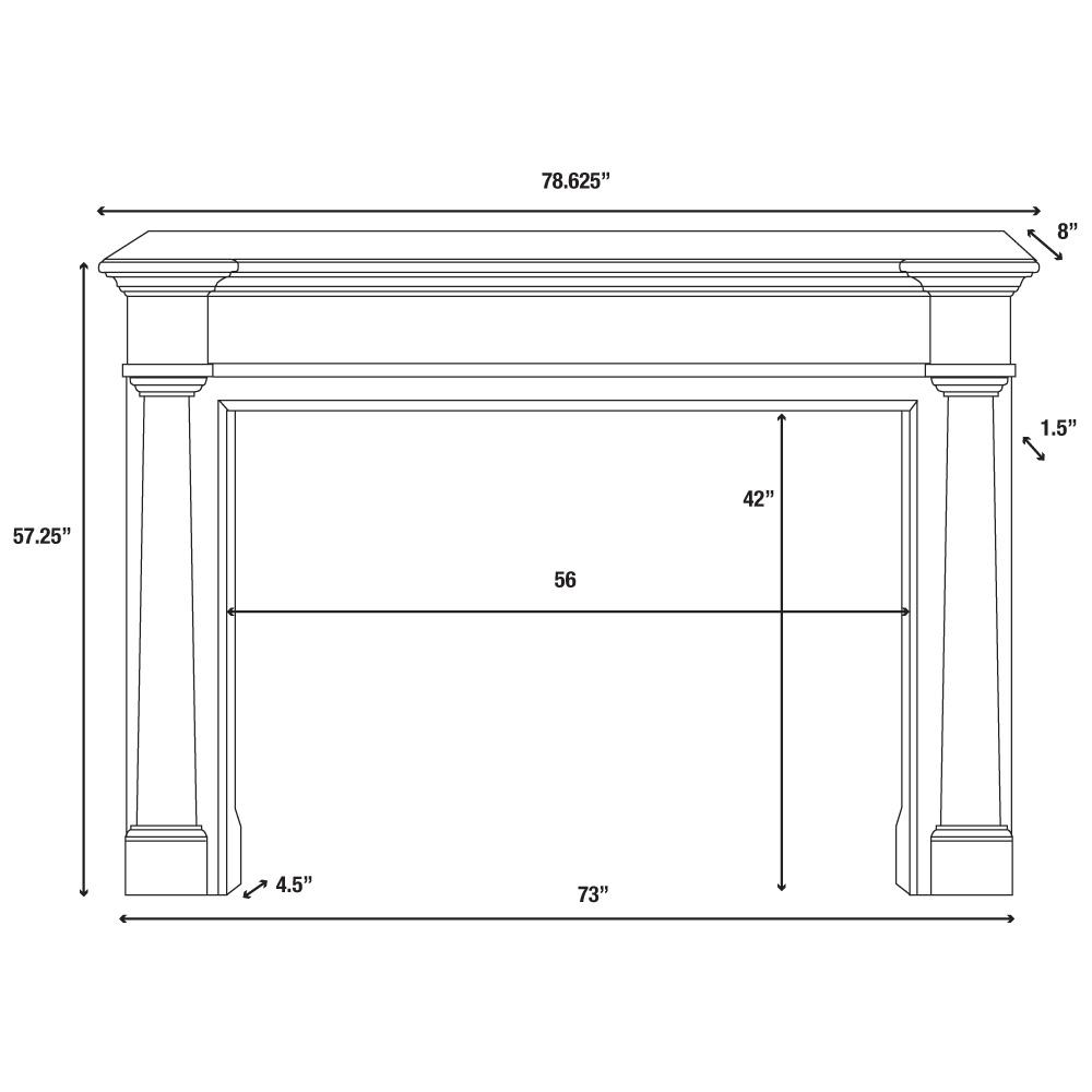 The Richmond 56" Fireplace Mantel MDF White Paint. Picture 11