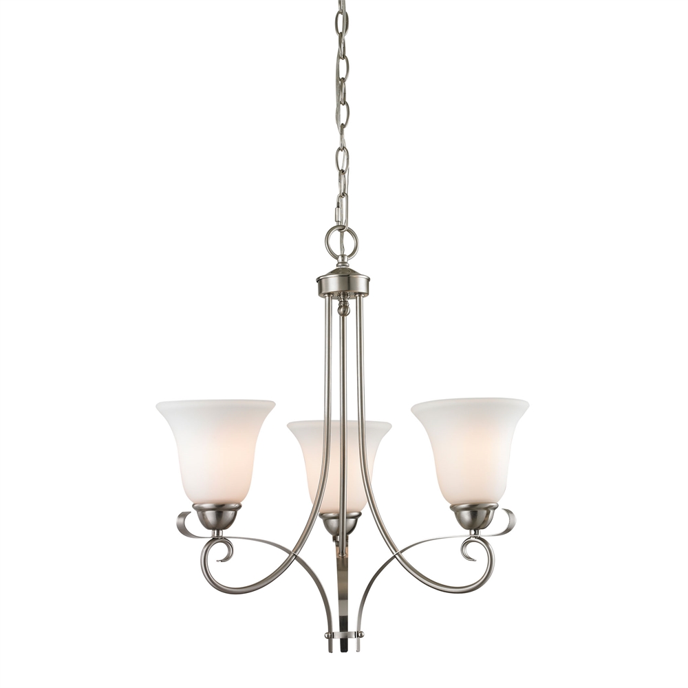 Brighton 3 Light Chandelier In Brushed Nickel. The main picture.
