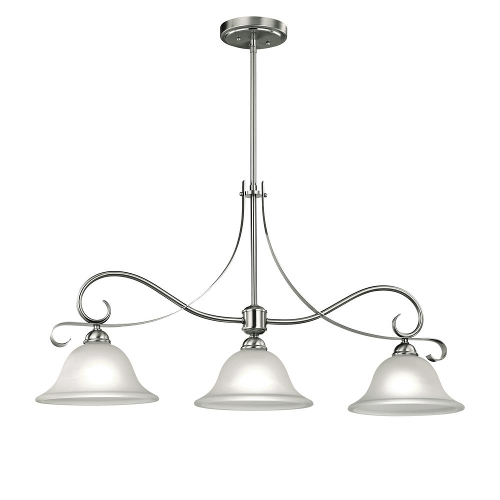 Brighton 3 Light Island In Brushed Nickel. Picture 1