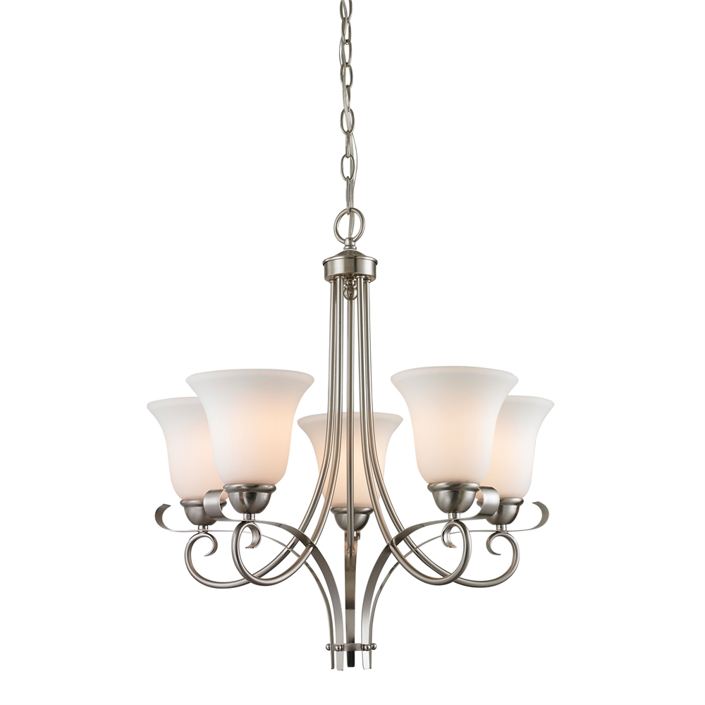 Brighton 5 Light Chandelier In Brushed Nickel. The main picture.