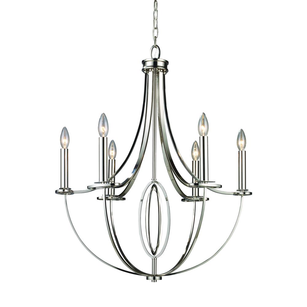 Dione 6 Light Chandelier In Polished Nickel. The main picture.