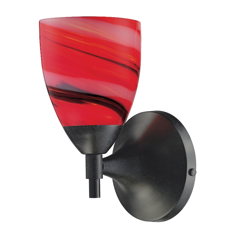 Celina 1 Light Sconce In Dark Rust And Candy Glass. Picture 1