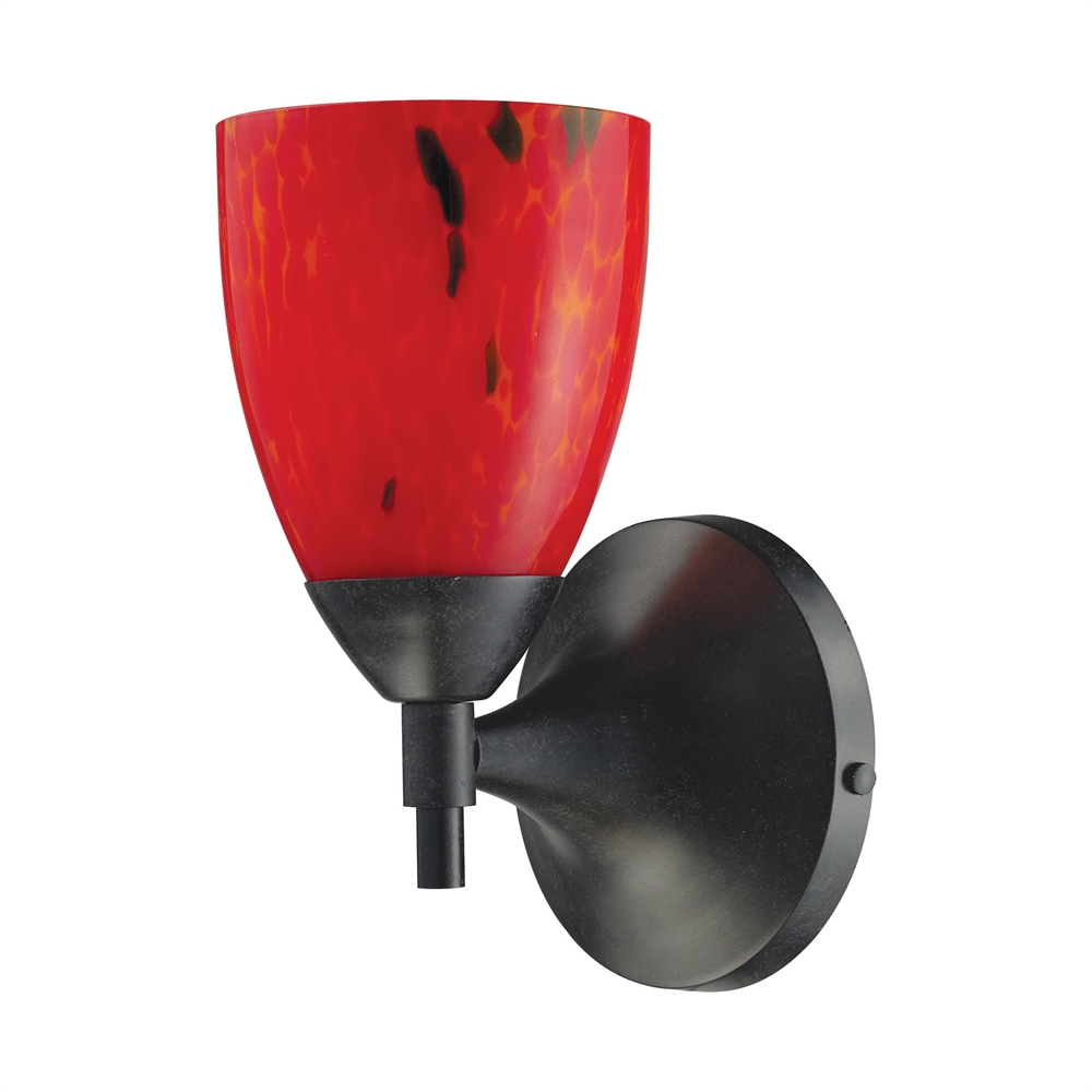 Celina 1 Light Sconce In Dark Rust And Fire Red. Picture 1