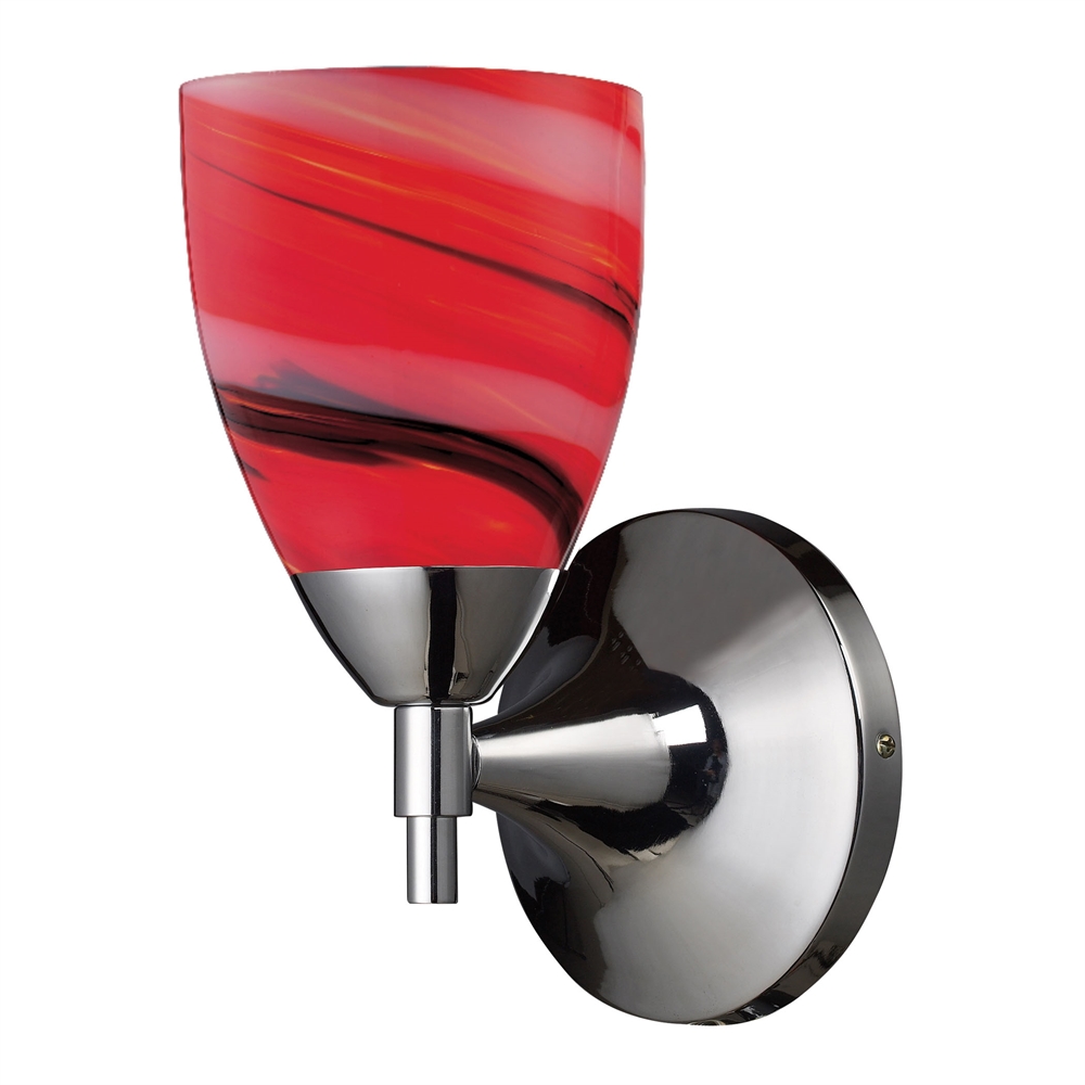 Celina 1 Light Sconce In Polished Chrome And Sandy Glass. Picture 1