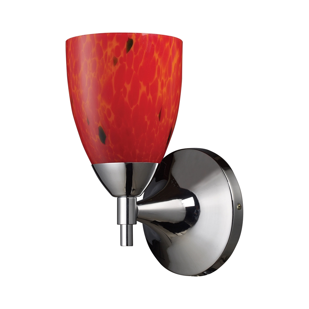 Celina 1 Light Sconce In Polished Chrome And Fire Red. Picture 1