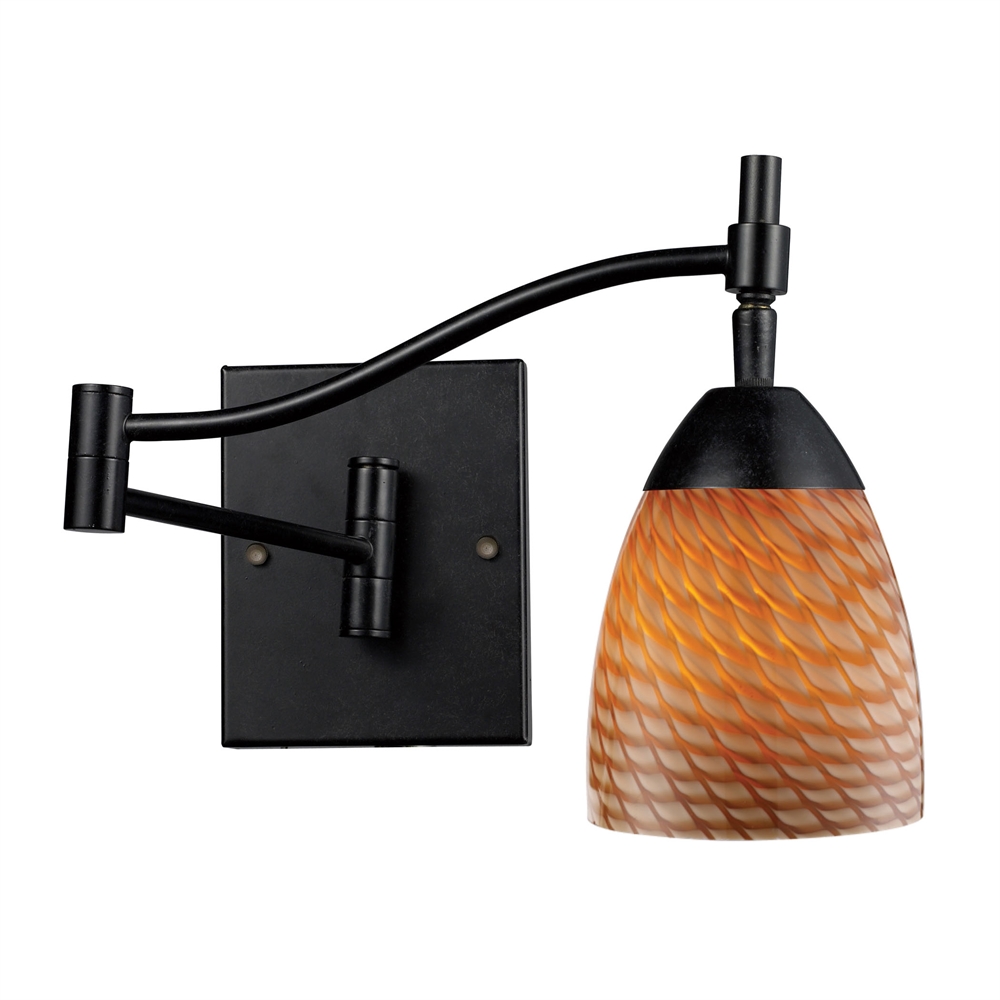 Celina 1 Light Swingarm Sconce In Dark Rust And Cocoa Glass. The main picture.