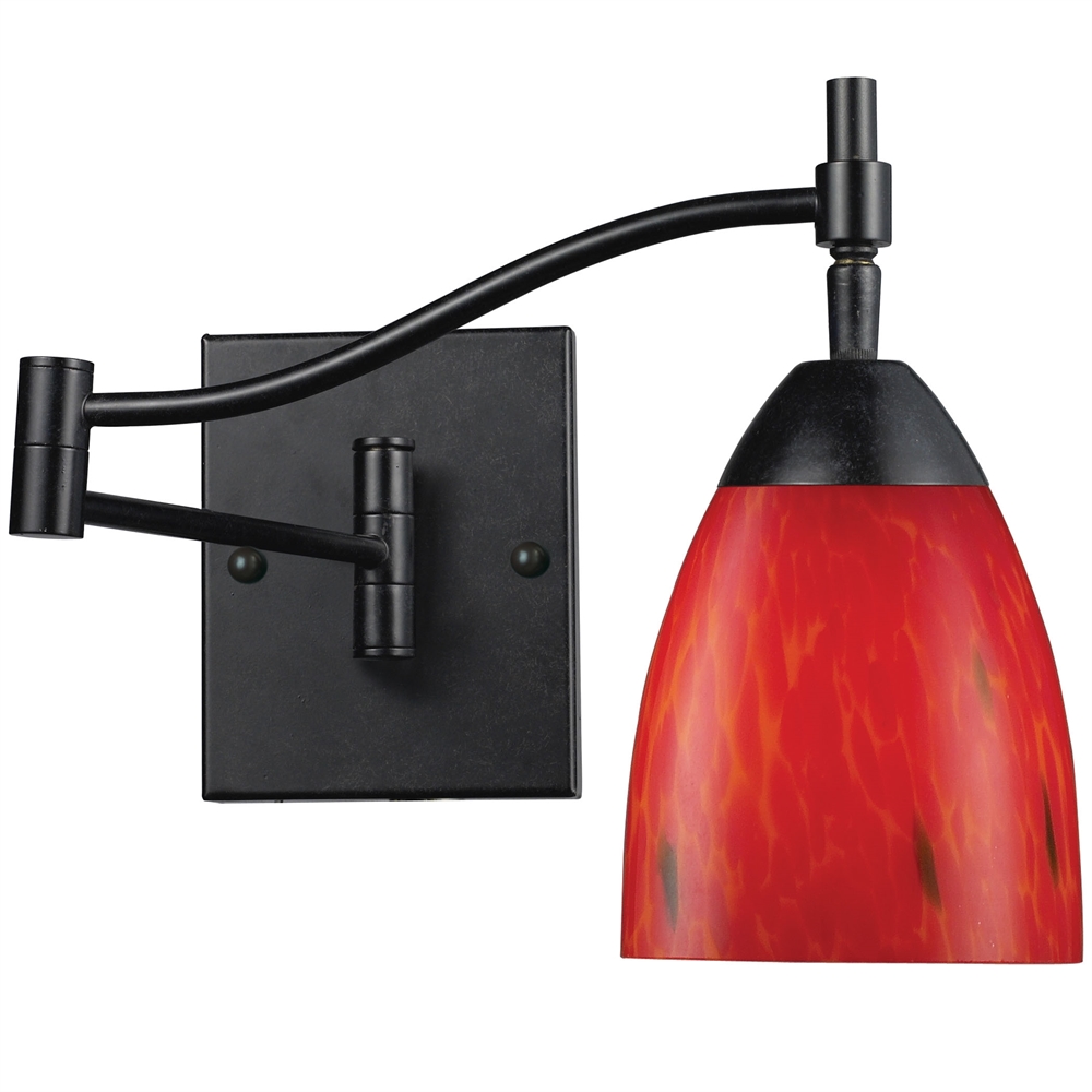 Celina 1 Light Swingarm Sconce In Dark Rust And Fire Red. Picture 1