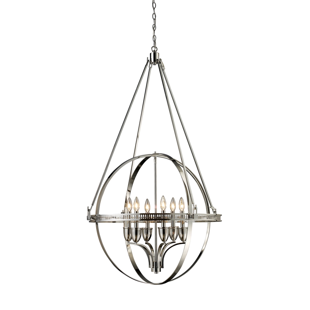Hemispheres 6 Light Chandelier In Polished Nickel. The main picture.