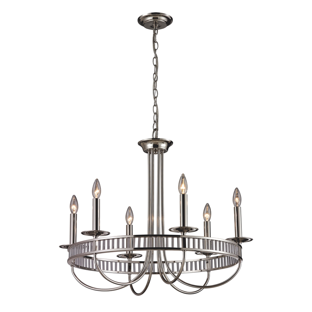 Braxton 6 Light Chandelier In Polished Nickel. The main picture.