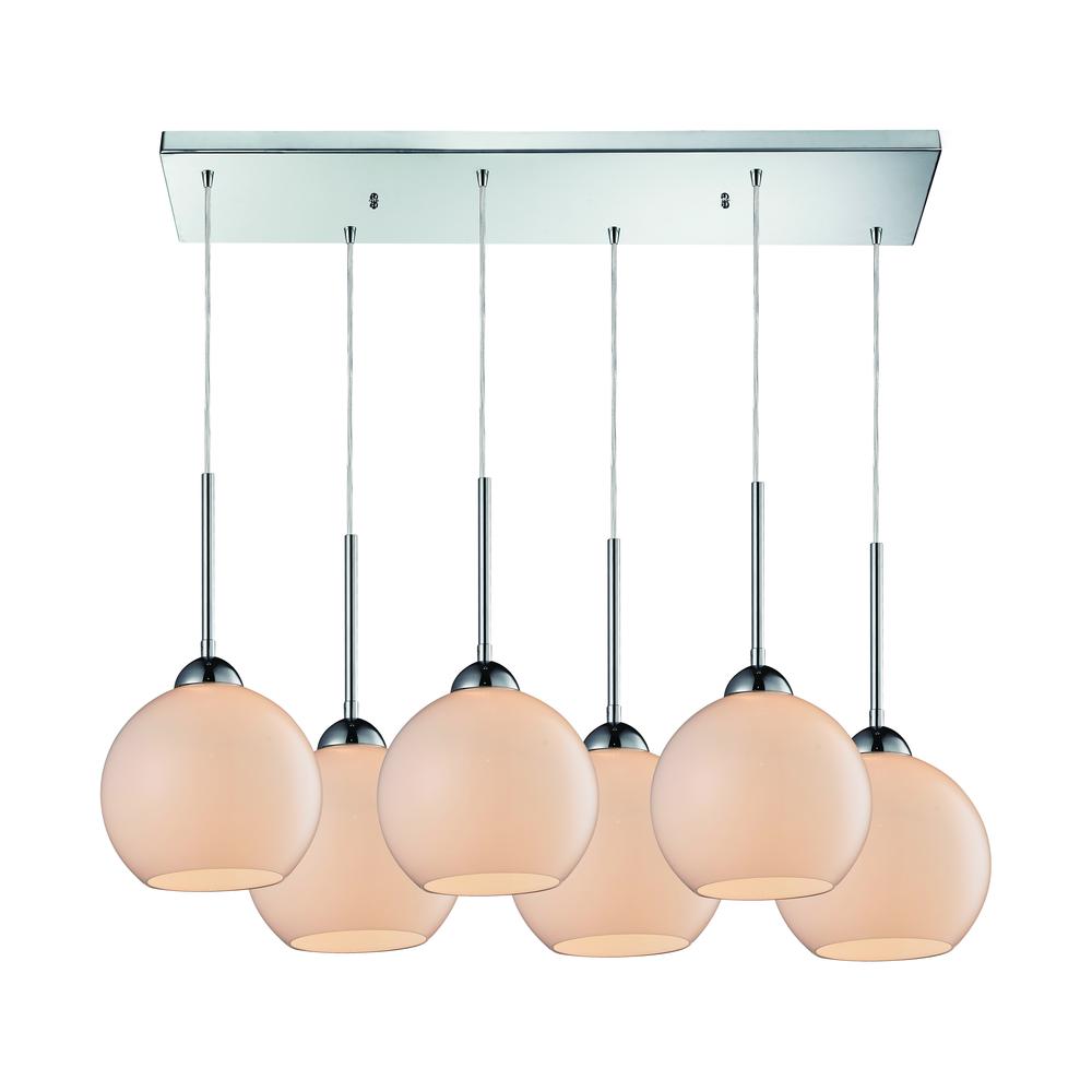Cassandra 6 Light Pendant In Polished Chrome, 10240 6RC-WH. The main picture.