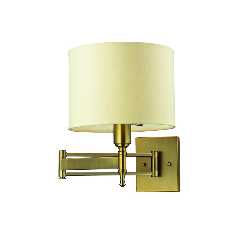 Pembroke 1 Light Swingarm Sconce In Brushed Antique Brass. Picture 1