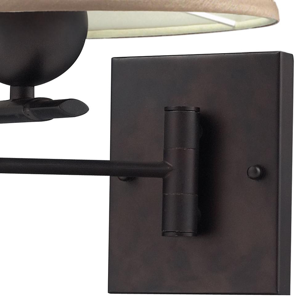 Swingarms 1 Light Swingarm Sconce In Aged Bronze With Tan Shade. Picture 4