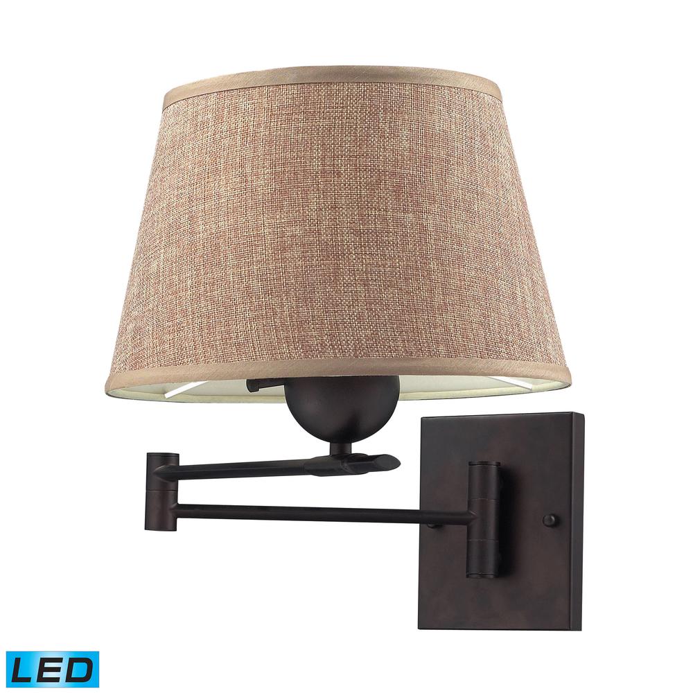 Swingarms 1 Light LED Swingarm Sconce In Aged Bronze With Tan Shade. Picture 1
