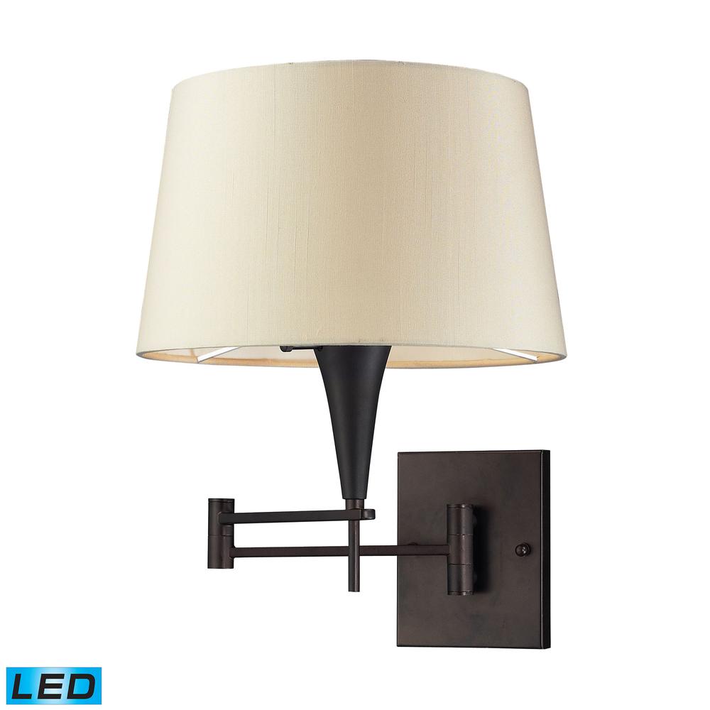 Swingarms 1 Light LED Swingarm Sconce In Aged Bronze With Beige Shade. The main picture.