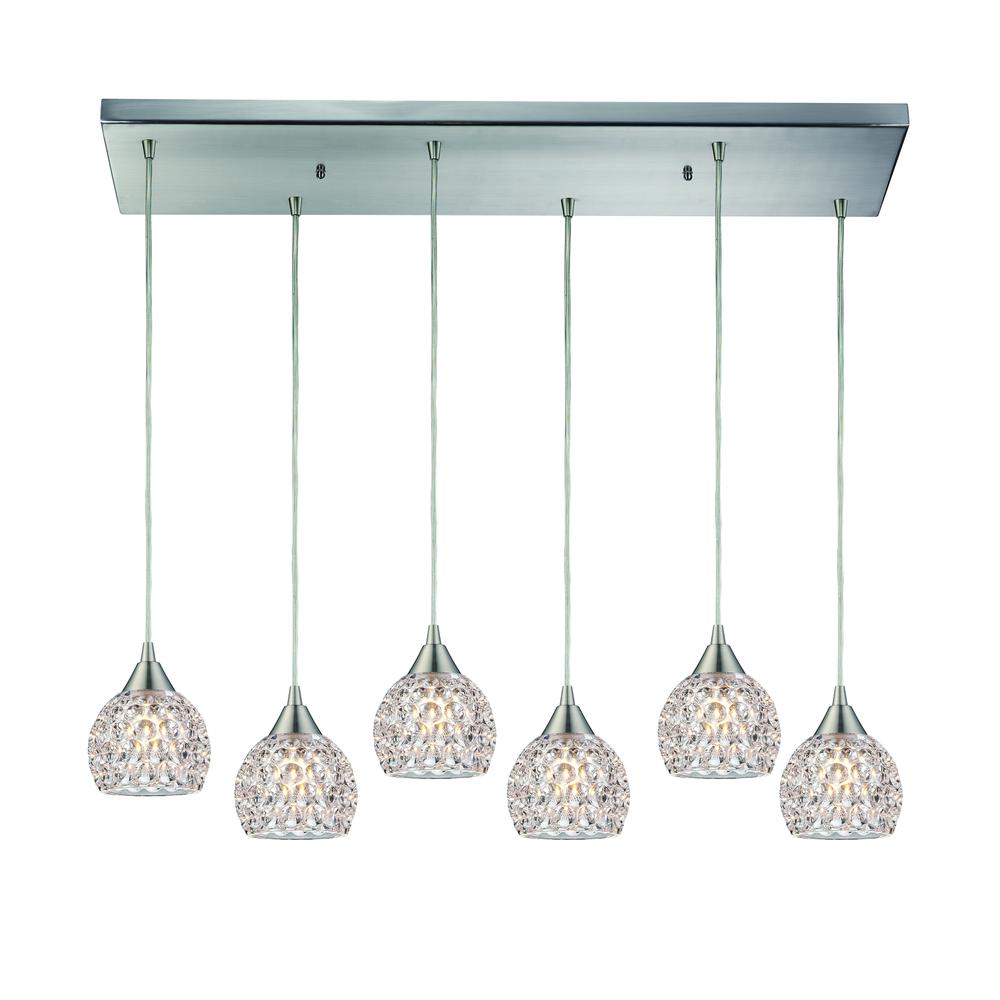 Kersey 6 Light Pendant In Satin Nickel, 10341 6RC. The main picture.