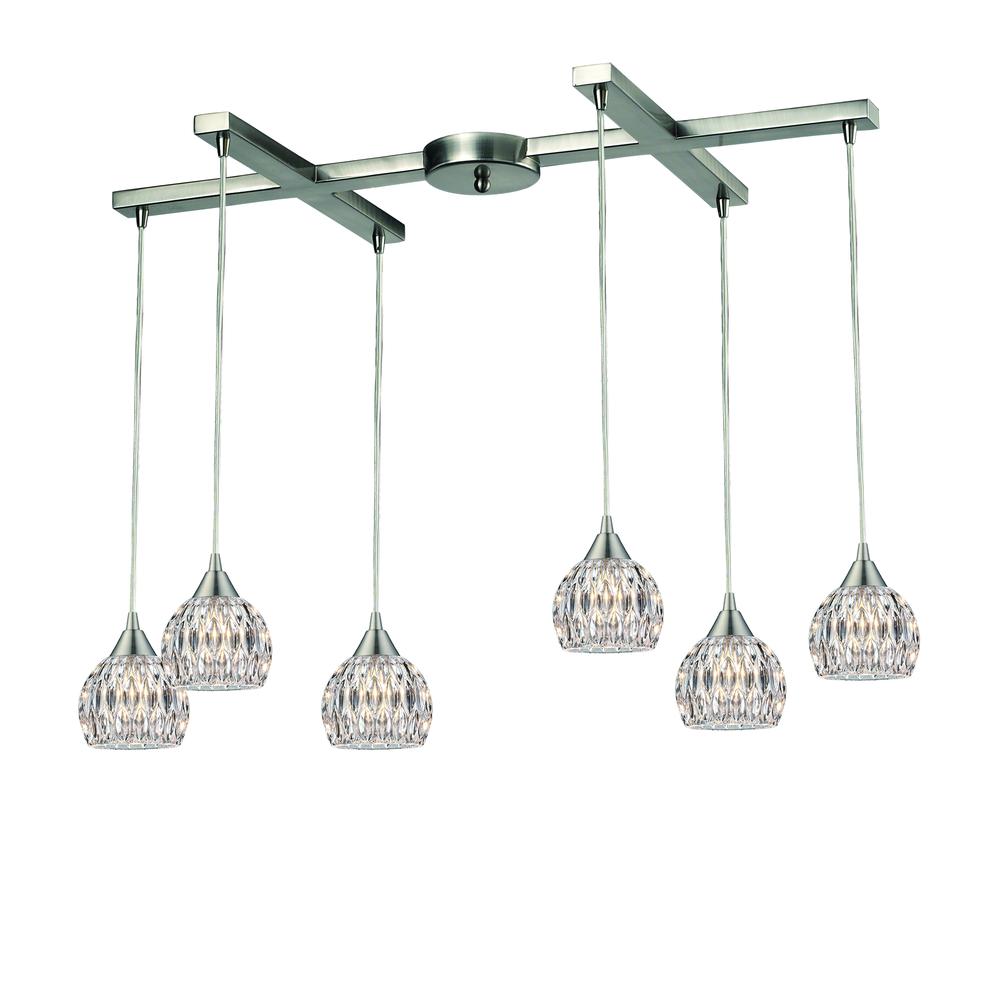 Kersey 6 Light Pendant In Satin Nickel, 10342 6. The main picture.