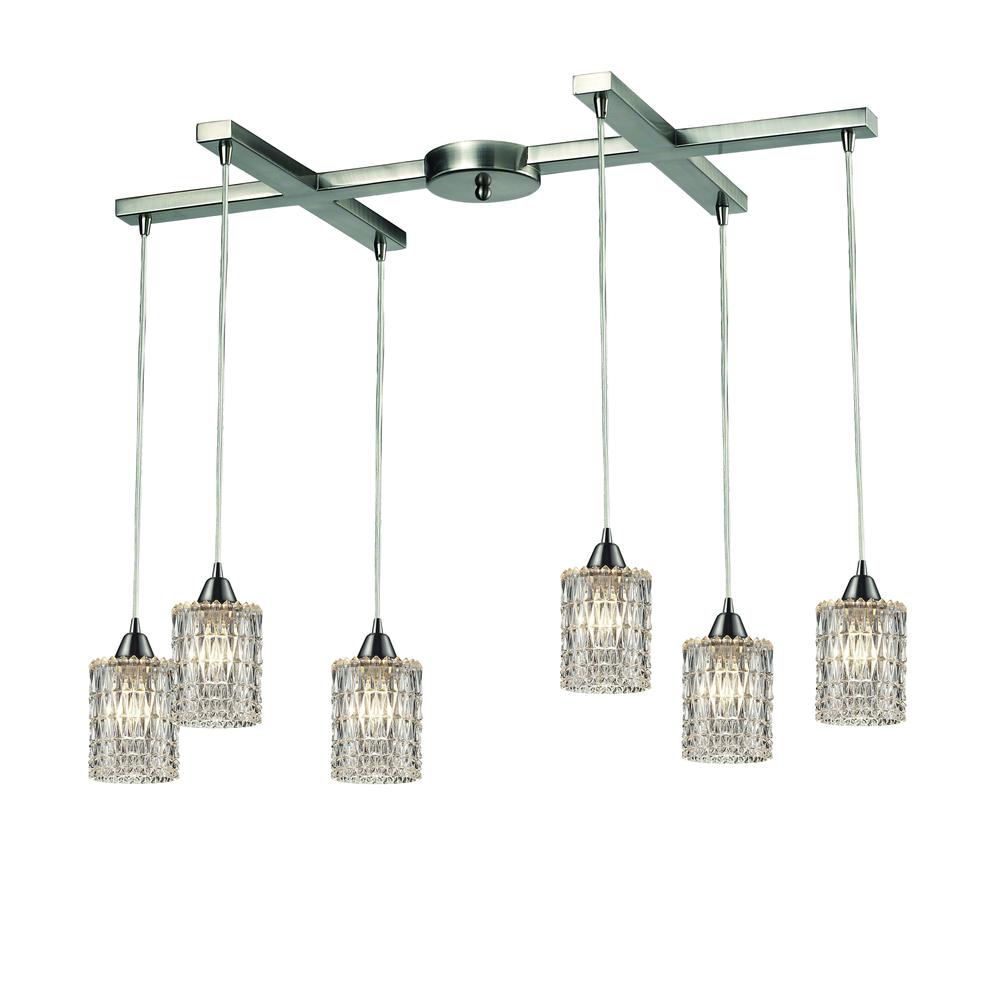 Kersey 6 Light Pendant In Satin Nickel, 10343 6. The main picture.