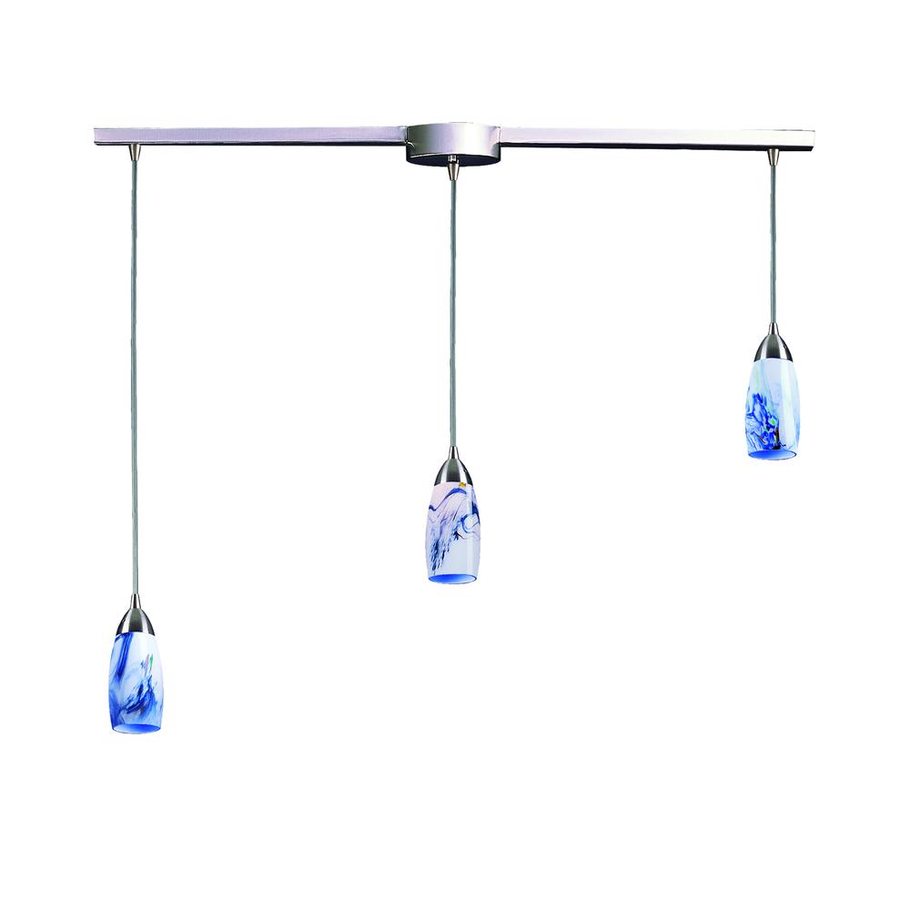 Milan 3 Light Pendant In Satin Nickel And Mountain Glass, 110-3L-MT. Picture 1