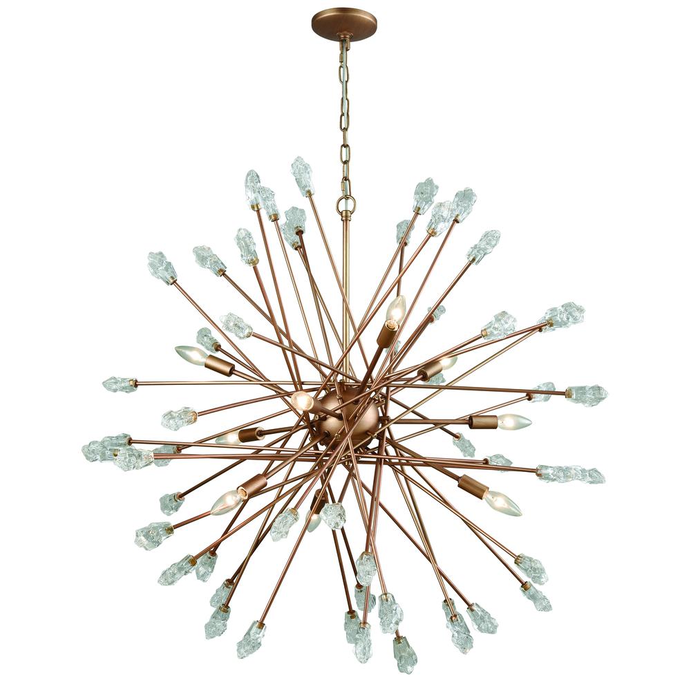 Serendipity 9 Light Chandelier In Matte Gold With Clear Bubble Glass. Picture 1