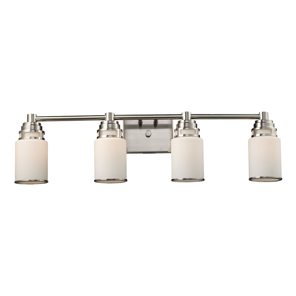 Bryant 4 Light Vanity In Satin Nickel And Opal White Glass. Picture 1