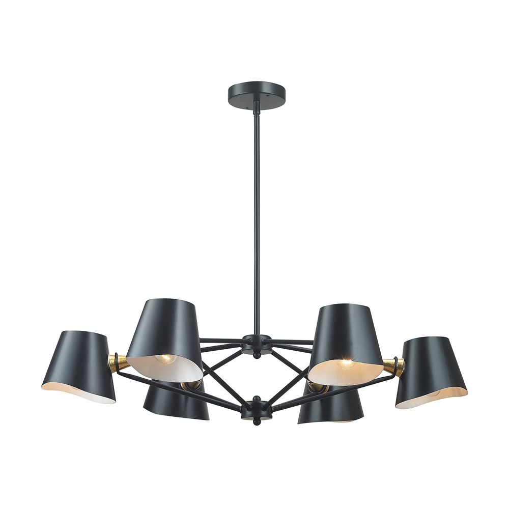 Webre 6 Light Chandelier In Matte Black And Gold Leaf. The main picture.