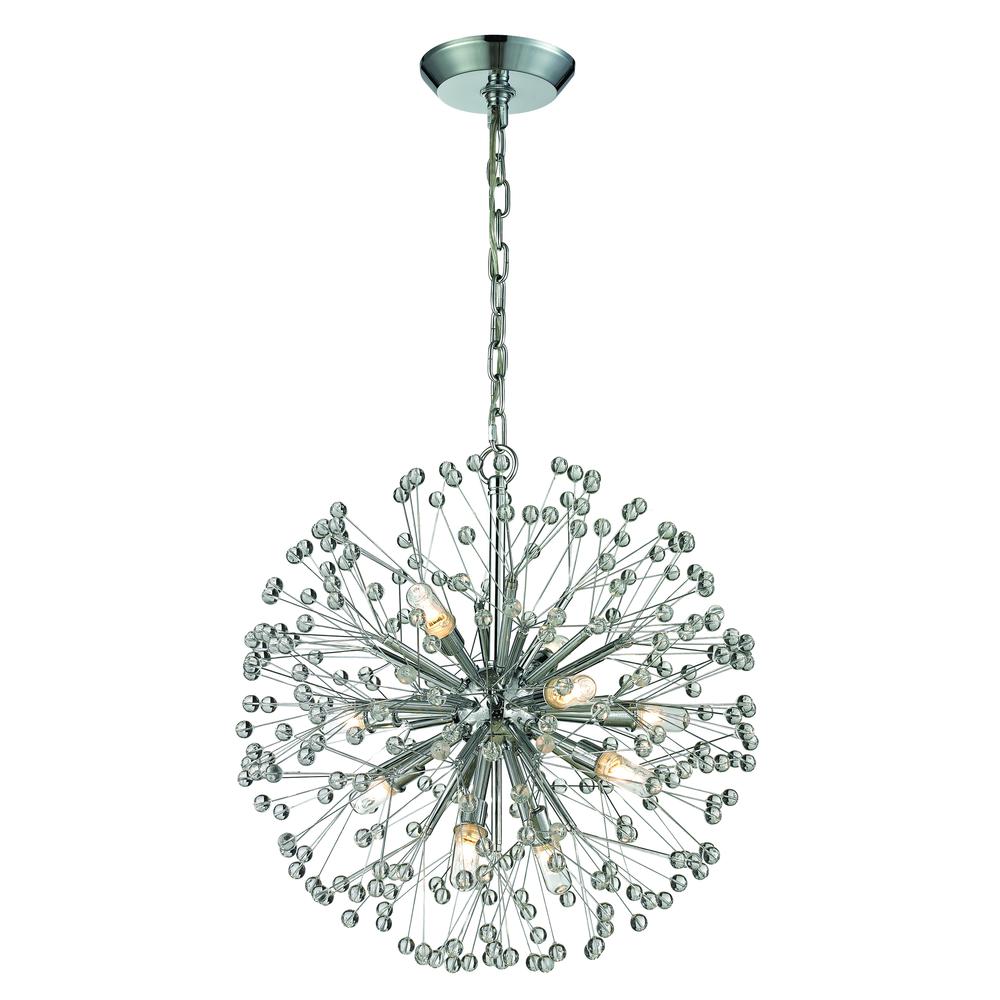 Starburst 9 Light Chandelier In Polished Chrome And Crystal. The main picture.