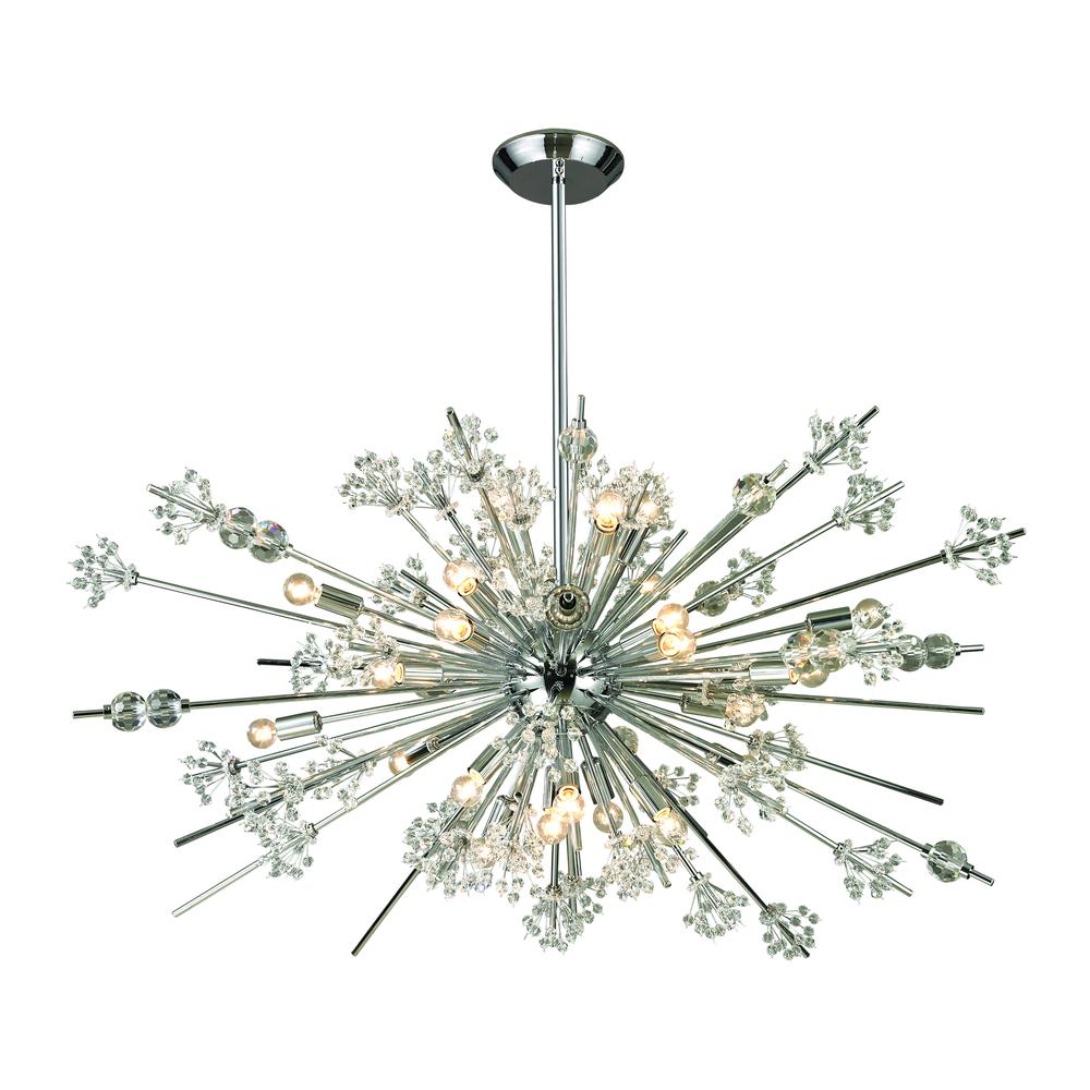 Starburst 29 Light Chandelier In Polished Chrome. Picture 1