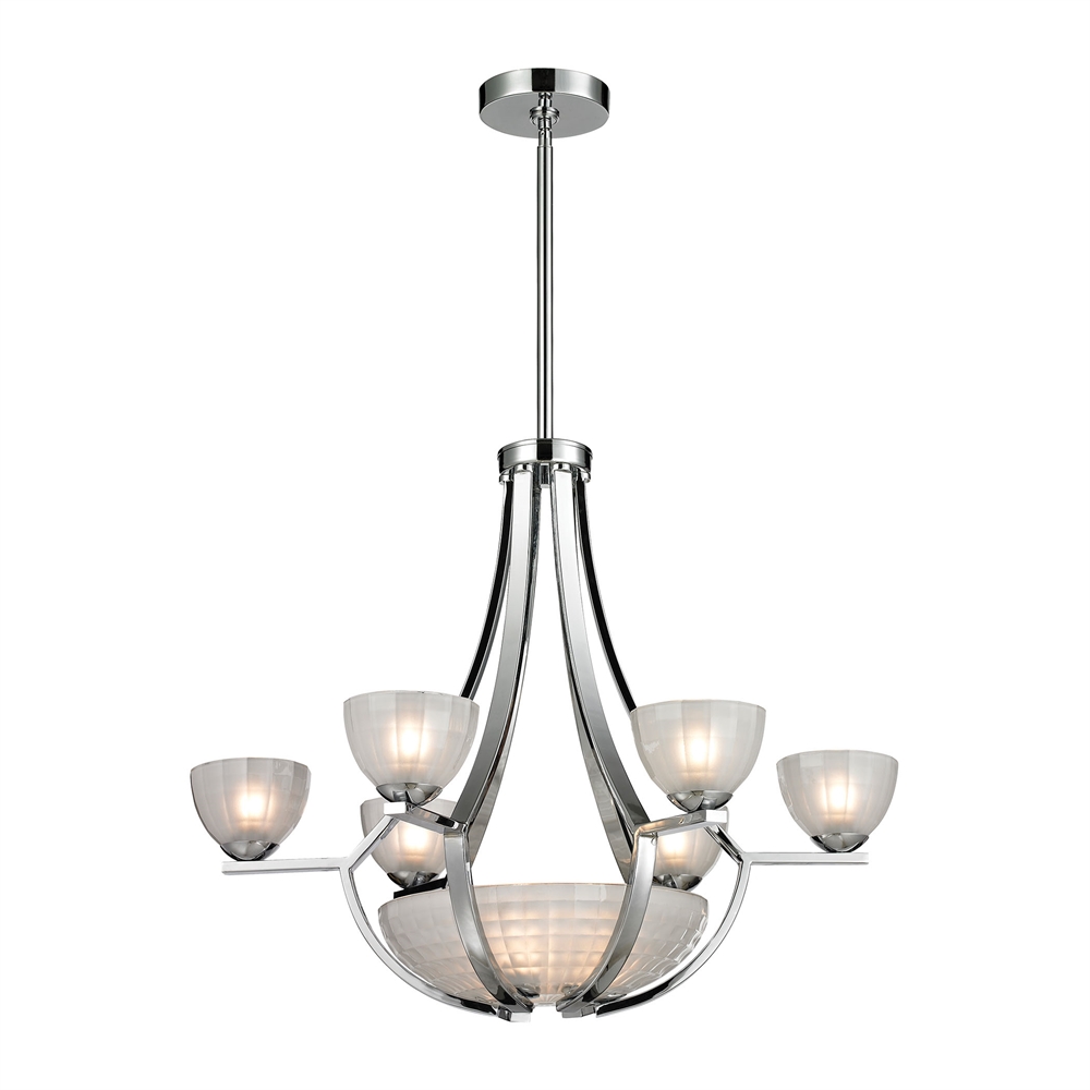 Sculptive 9 Light Chandelier In Polished Chrome. Picture 1