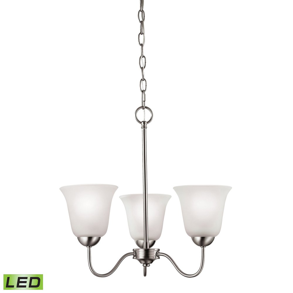 Conway 3 Light LED Chandelier In Brushed Nickel. The main picture.