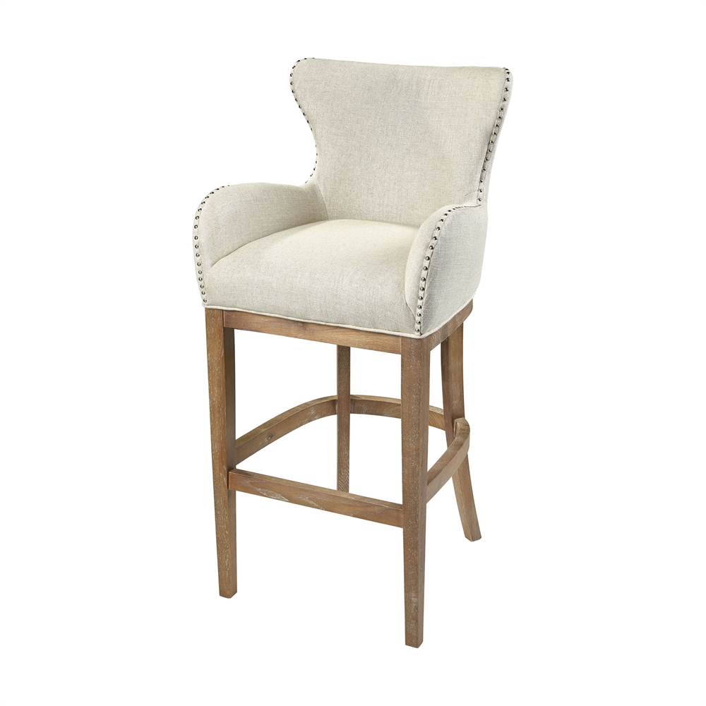 Roxie Cream Linen Bar chair. Picture 1