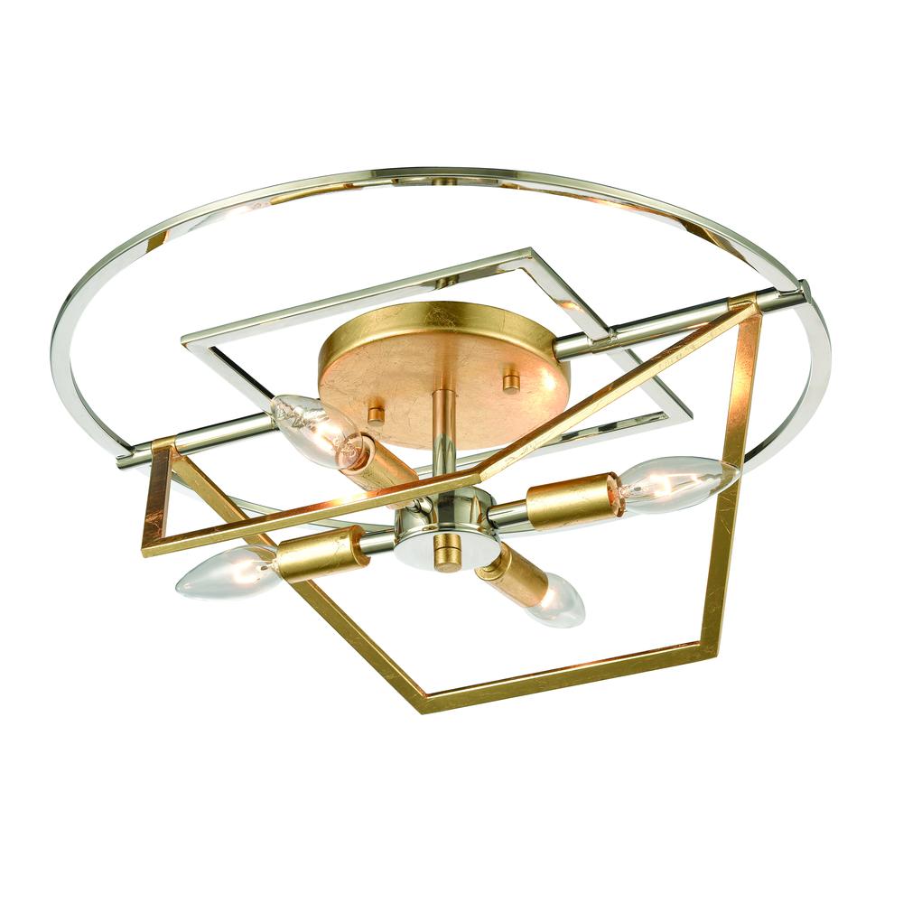 Geosphere 4-Light Semi Flush in Polished Nickel and Parisian Gold Leaf. The main picture.