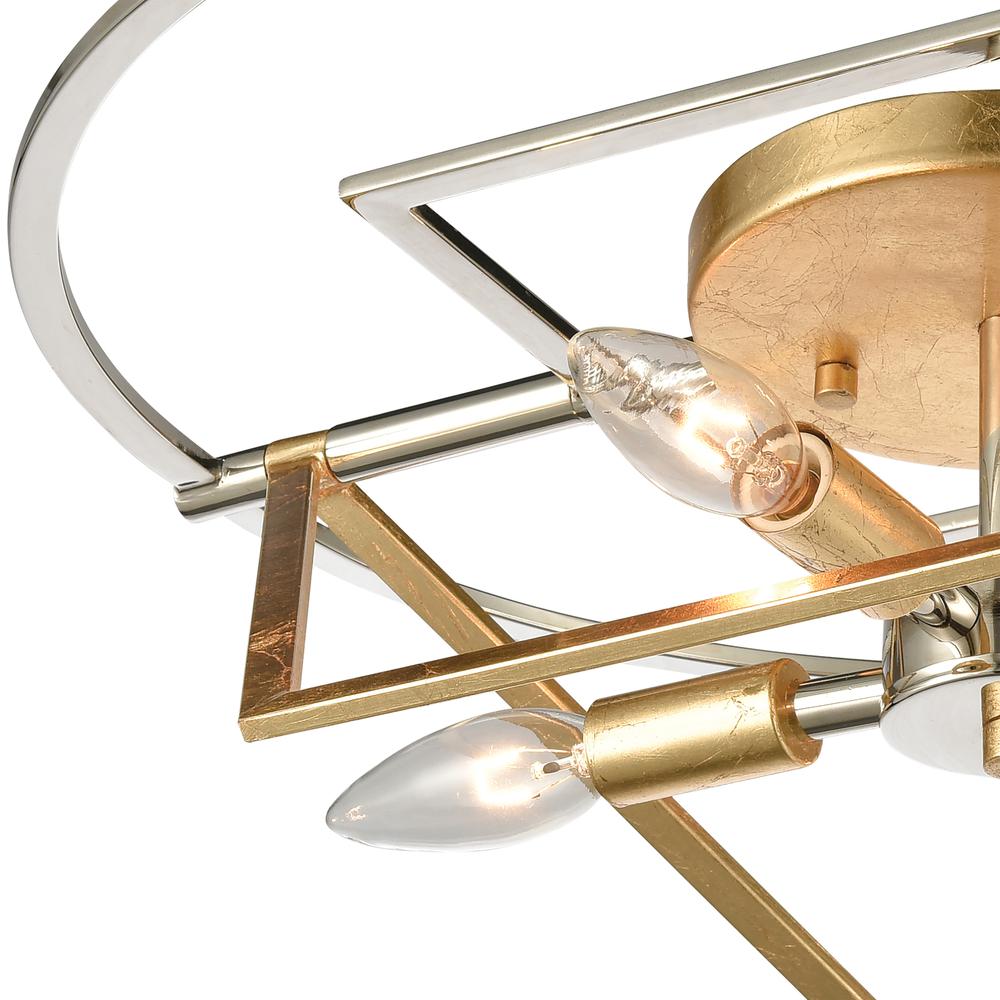 Geosphere 4-Light Semi Flush in Polished Nickel and Parisian Gold Leaf. Picture 3