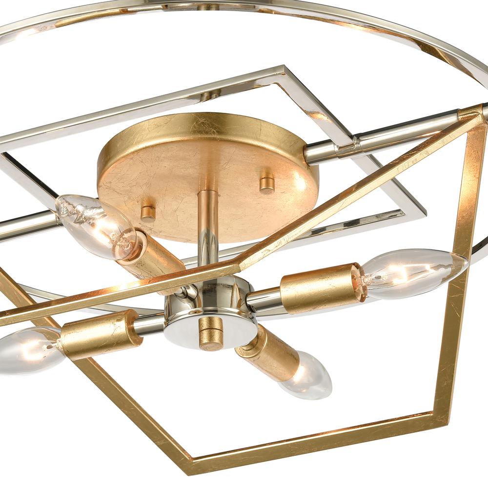 Geosphere 4-Light Semi Flush in Polished Nickel and Parisian Gold Leaf. Picture 4