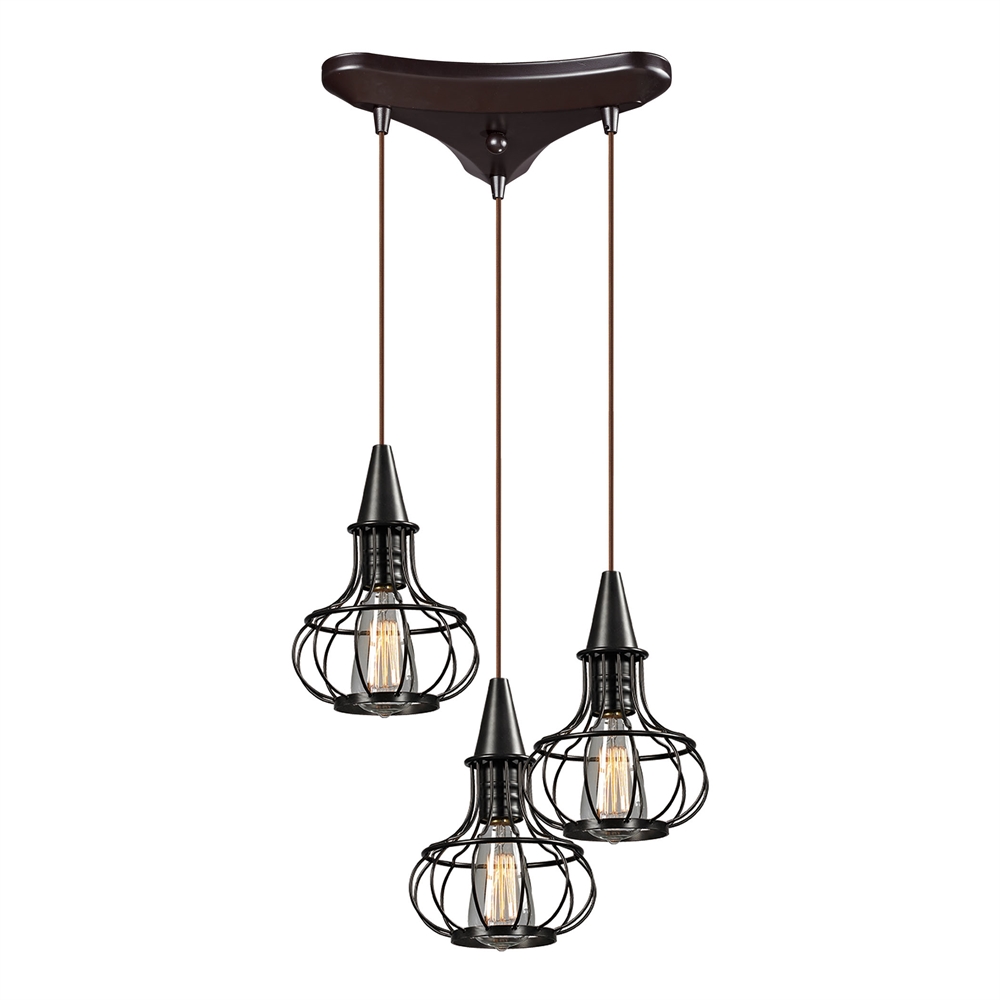 Yardley 3 Light Pendant In Oil Rubbed Bronze, 14191 3. Picture 1