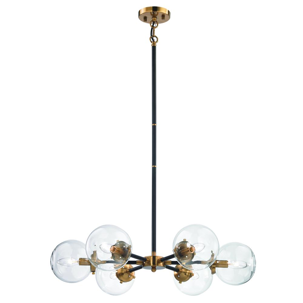 Boudreaux 6 Light Chandelier In Matte Black And Antique Gold. The main picture.