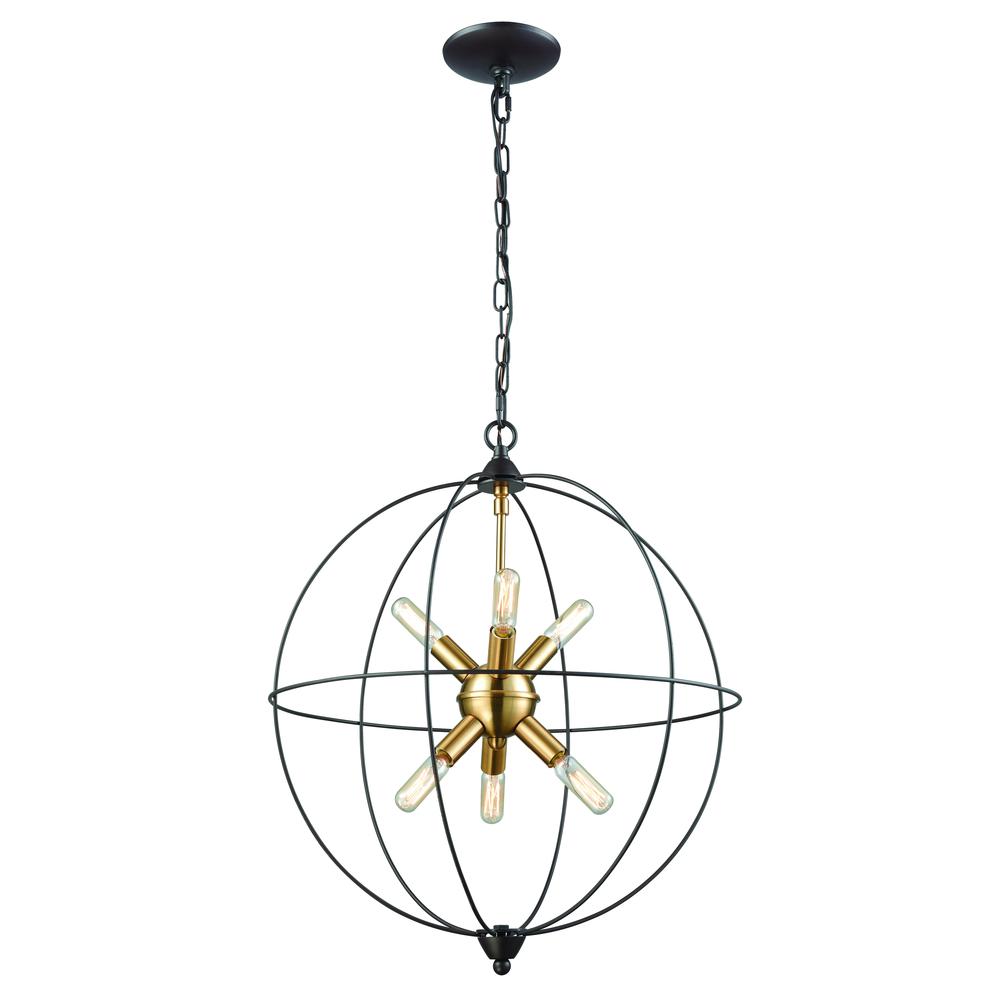 Loftin 6 Light Chandelier In Oil Rubbed Bronze With Satin Brass Accents. Picture 1