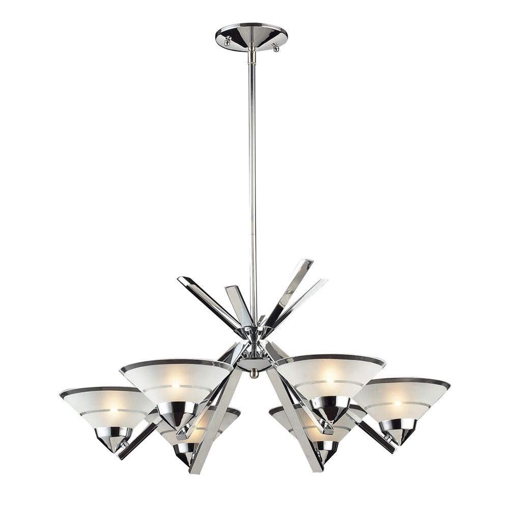 Refraction 6 Light Chandelier In Polished Chrome. Picture 1