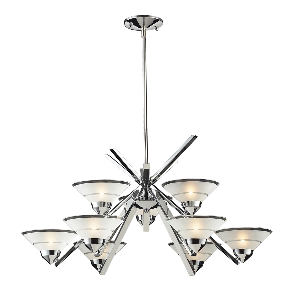 Refraction 9 Light Chandelier In Polished Chrome. Picture 1