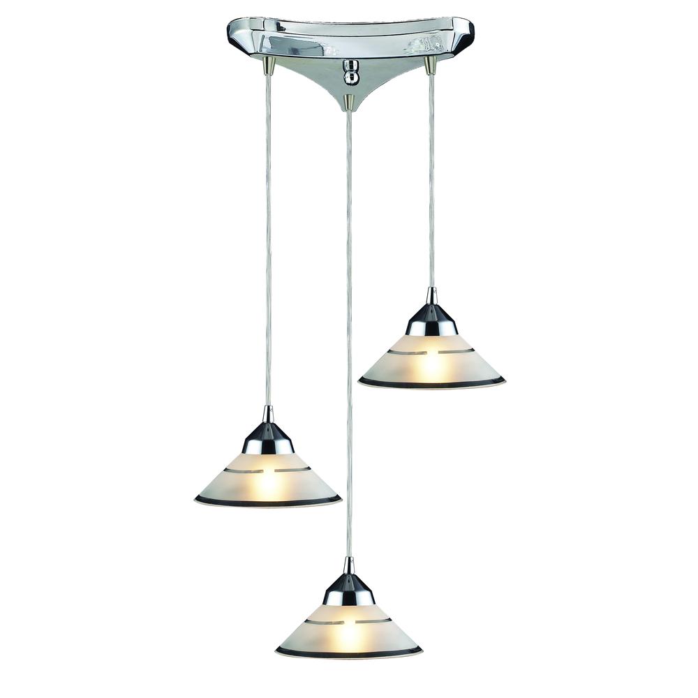 Refraction 3 Light Pendant In Polished Chrome And Etched Clear Glass, 1477 3. Picture 1