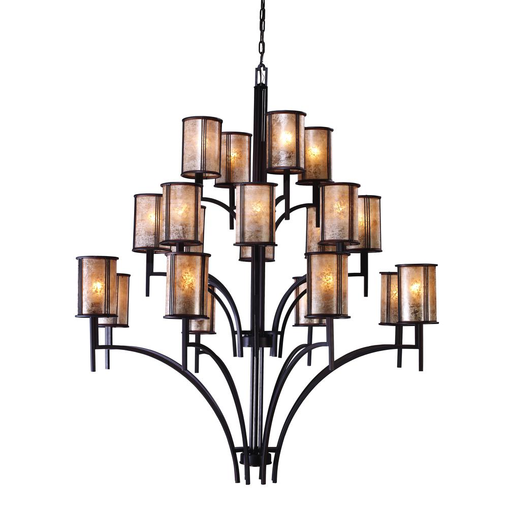Barringer 8+8+4 Light Chandelier In Aged Bronze And Tan Mica. Picture 1