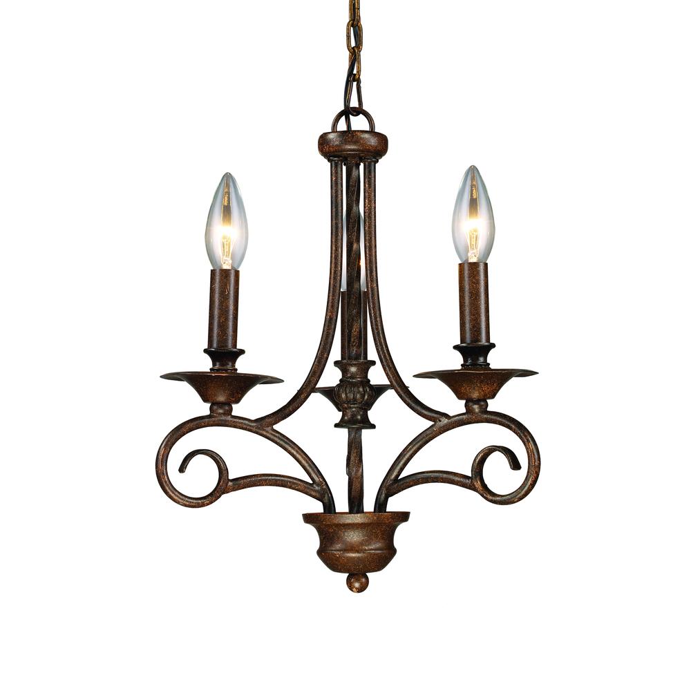 Gloucester 3 Light Chandelier In Weathered Bronze. Picture 1