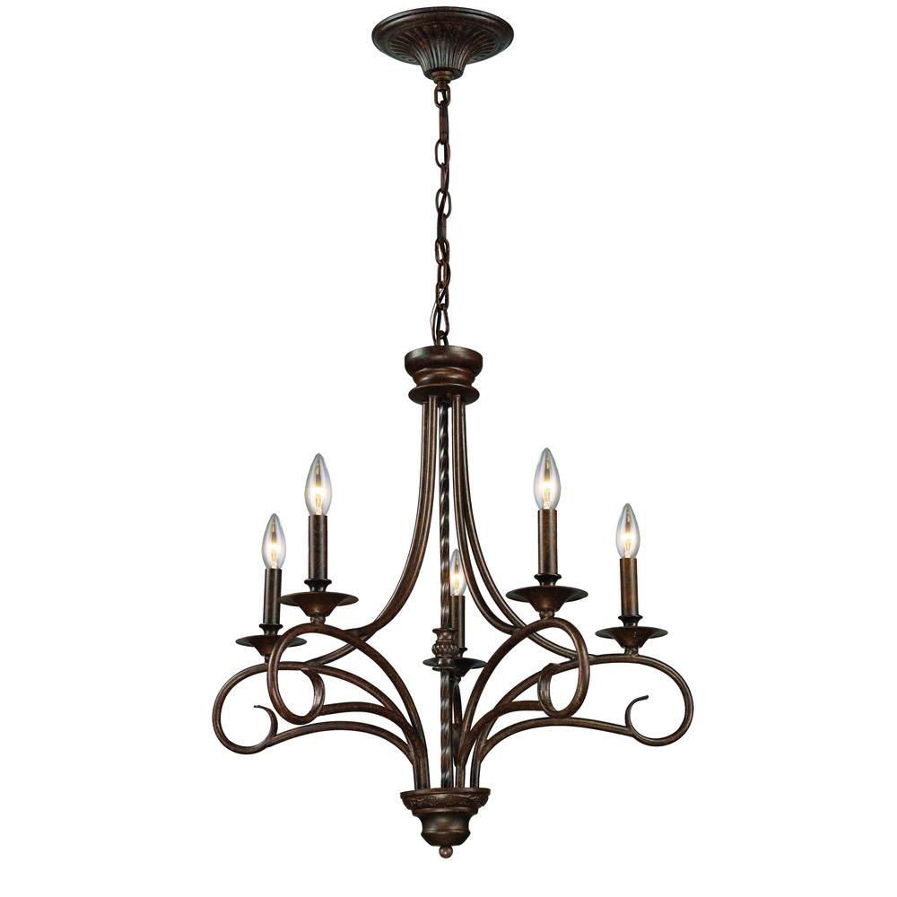 Gloucester 5 Light Chandelier In Weathered Bronze. The main picture.