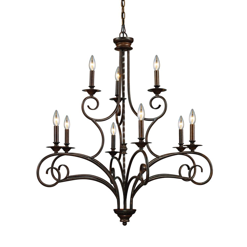 Gloucester 9 Light Chandelier In Weathered Bronze. The main picture.