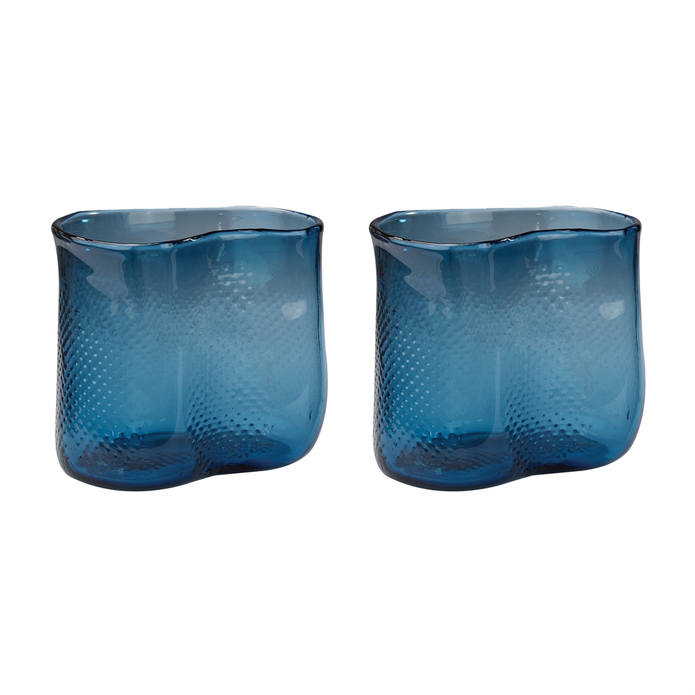 Fish Net Glass Vases In Navy - Set of 2. The main picture.