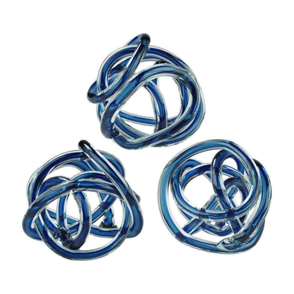 Navy Blue Glass Knots - Set of 3. The main picture.