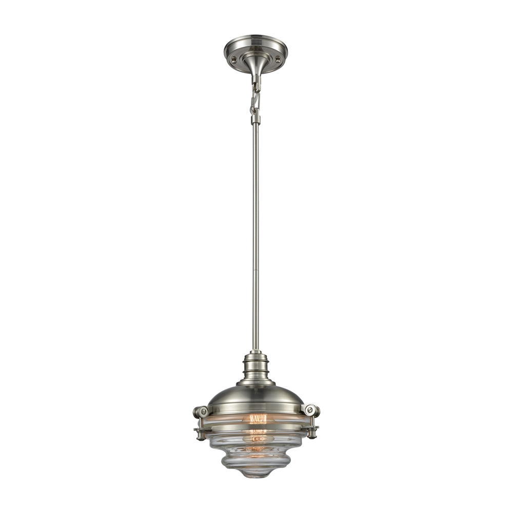 Riley 1 Light Pendant In Satin Nickel With Clear Glass, 16061 1. Picture 1