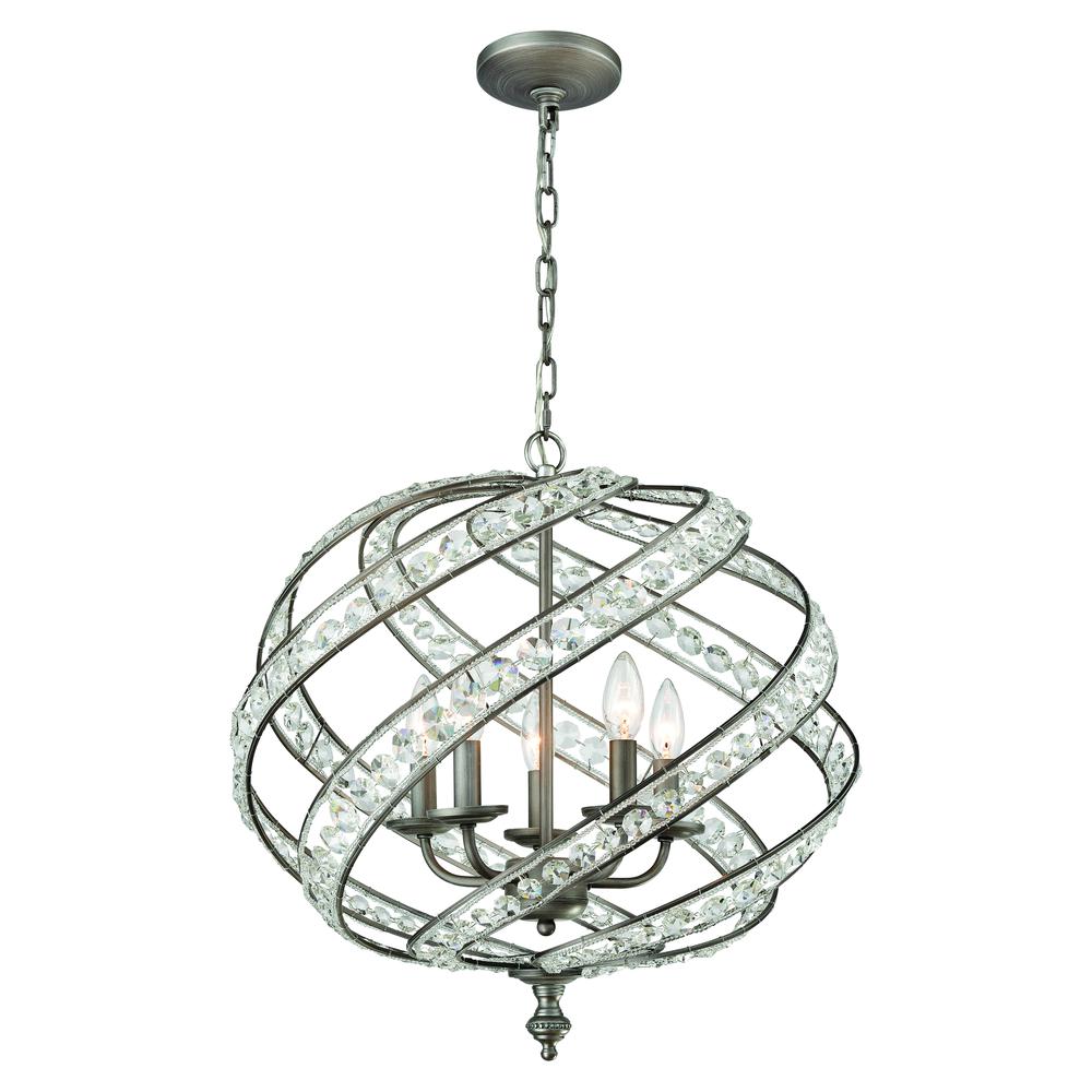 Renaissance 5 Light Chandelier In Weathered Zinc. The main picture.