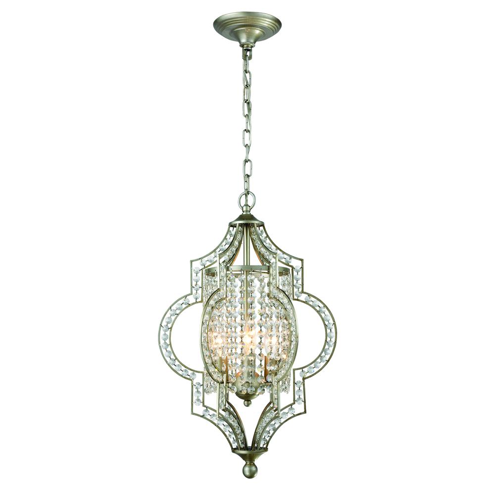 Gabrielle 3 Light Chandelier In Aged Silver. Picture 1